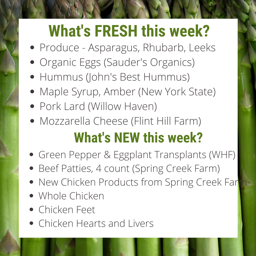 Next Happening: Asparagus, Rhubarb, AND Leeks! Oh my!