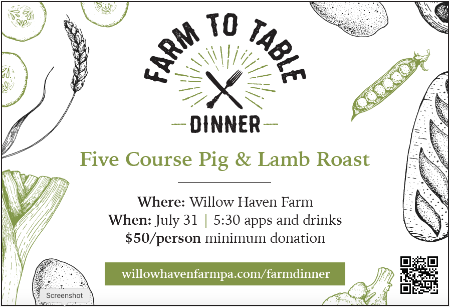 Next Happening: Reserve your Tickets for Farm to Table Dinner on the Farm on July 31