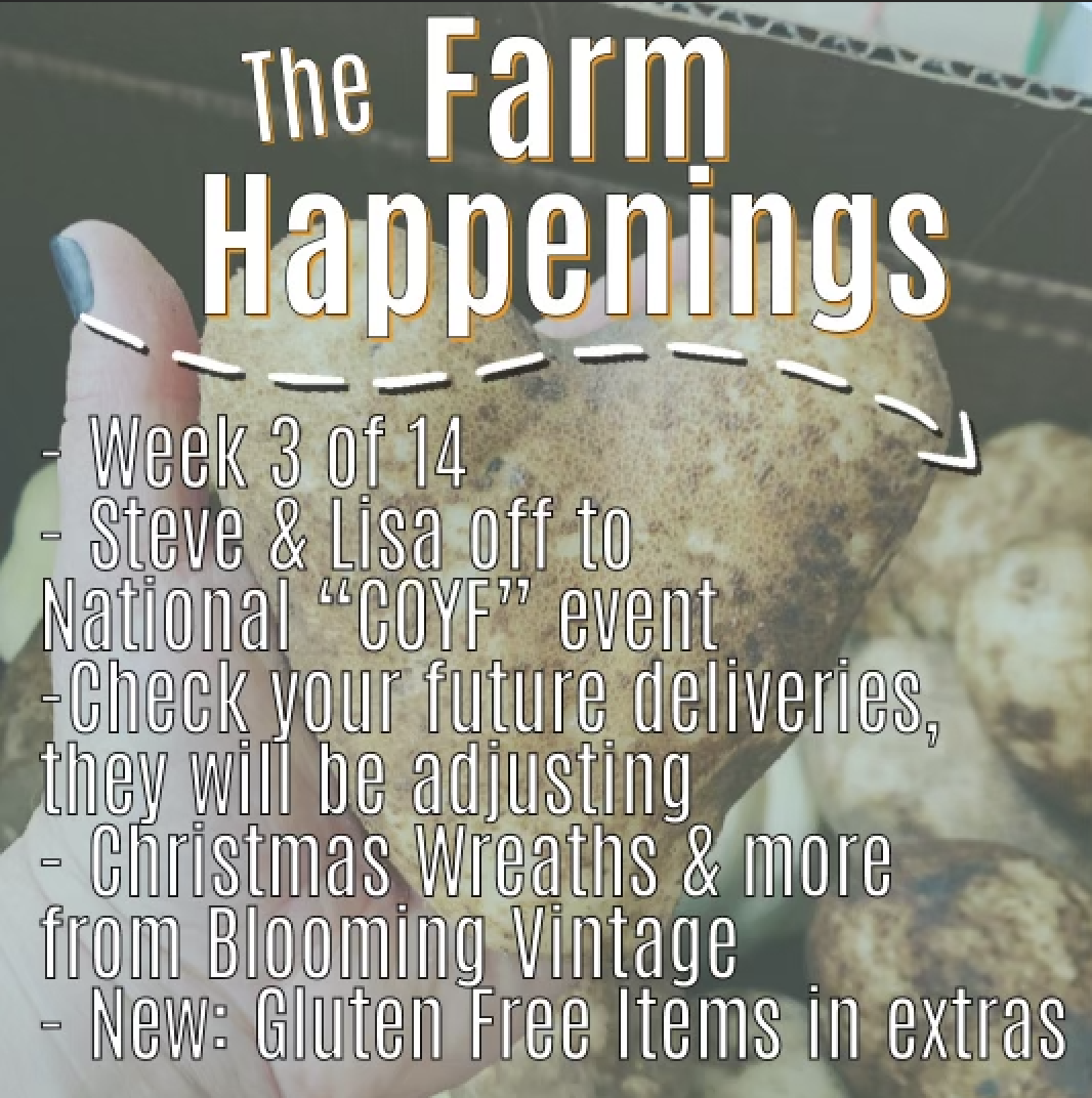 Next Happening: "The Farm Box"-Coopers CSA Farm Farm Happenings Nov.30th-Dec.4th 3/14