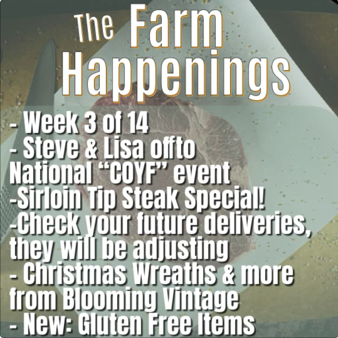 "Pasture Meat Shares"-Coopers CSA Farm Happenings Nov.30th-Dec.4th Week 3/14