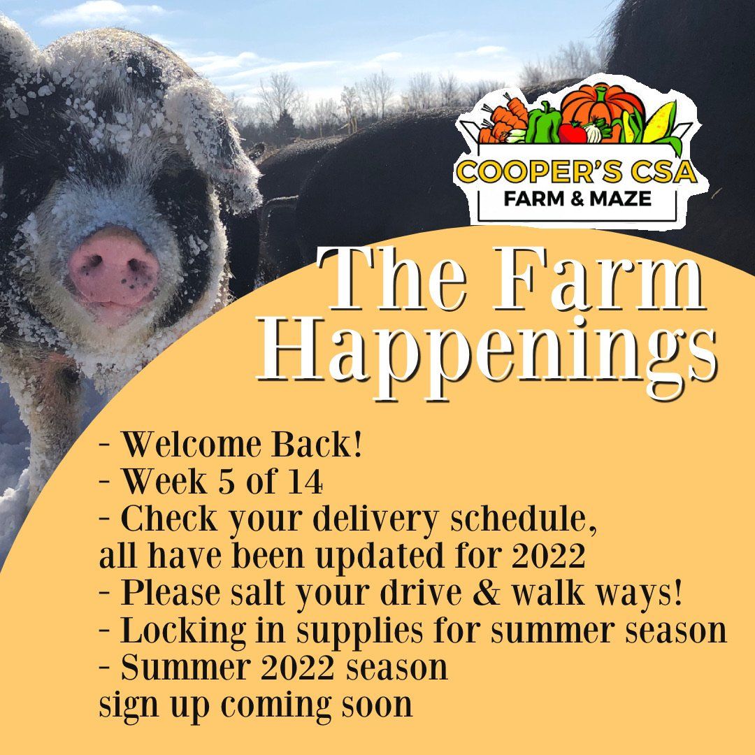 Next Happening: "Pasture Meat Shares"-Coopers CSA Farm Happenings Jan.17th-22nd Week 5