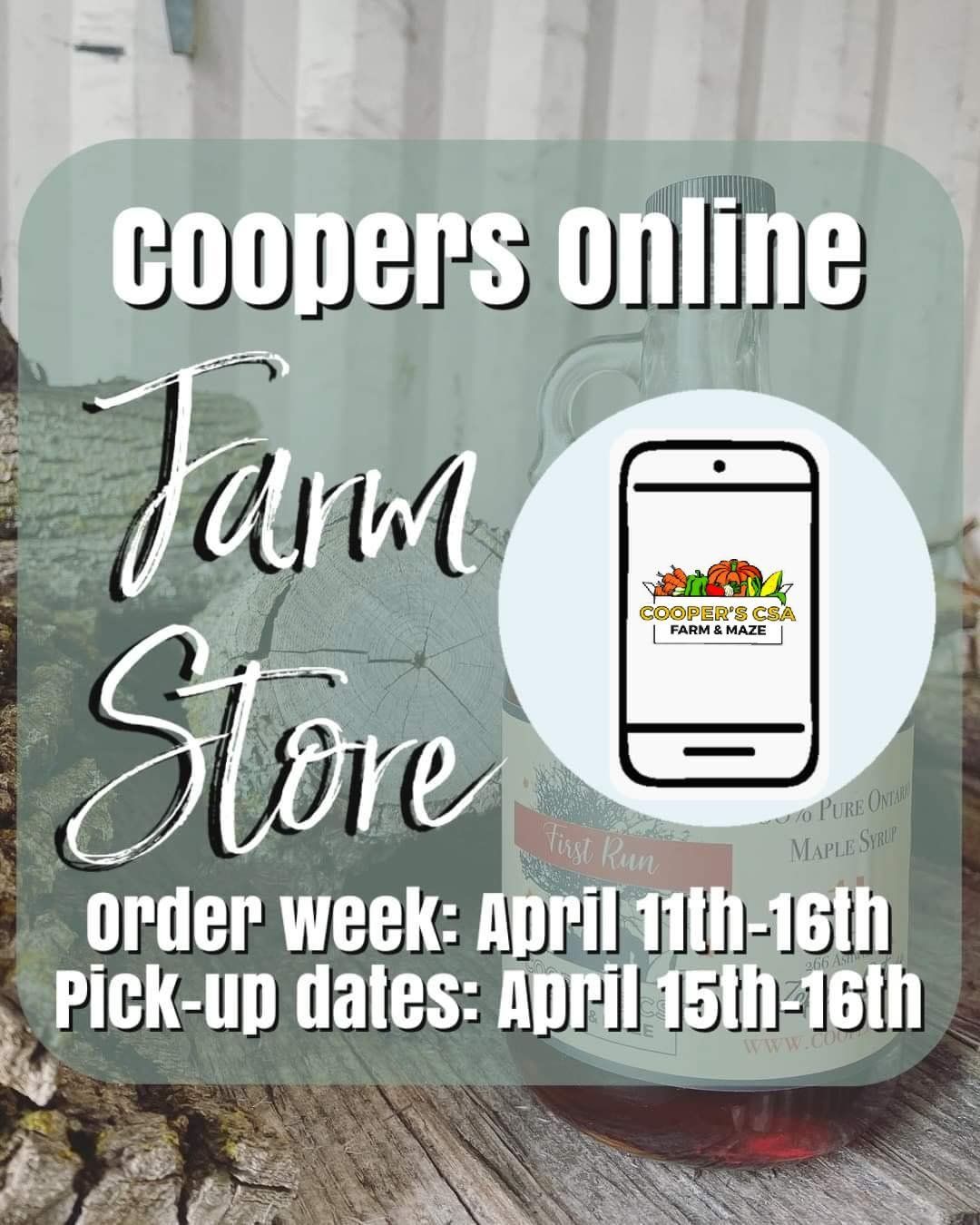 Next Happening: Coopers Online Farm Stand- Order week April 11th-16th
