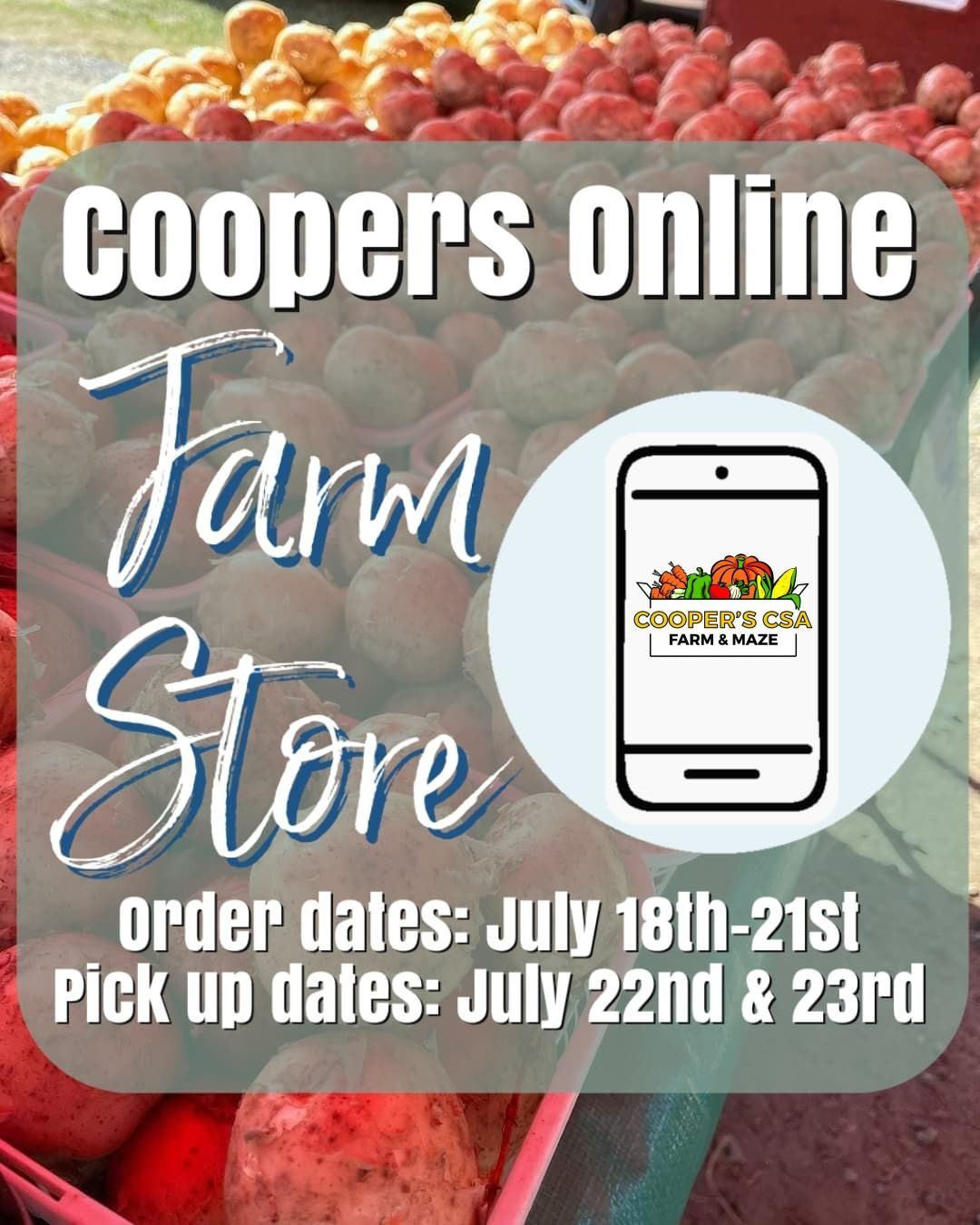 Next Happening: Coopers Online Farm Stand- Order Week July 18th-23rd