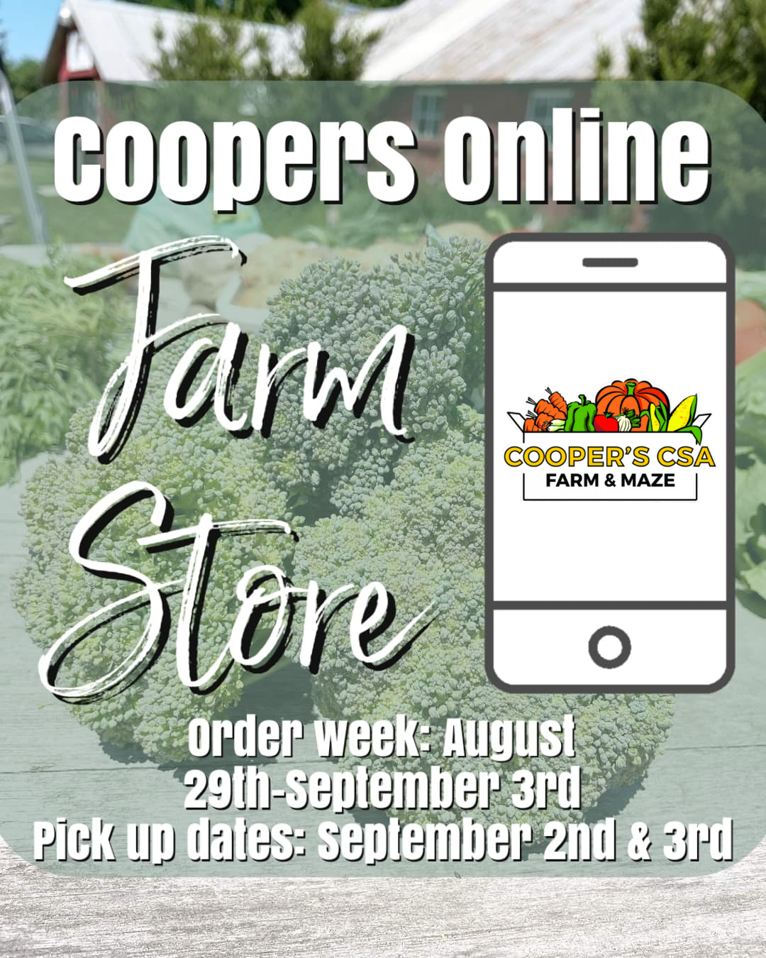 Coopers Online Farm Stand- August 29th-September 3rd