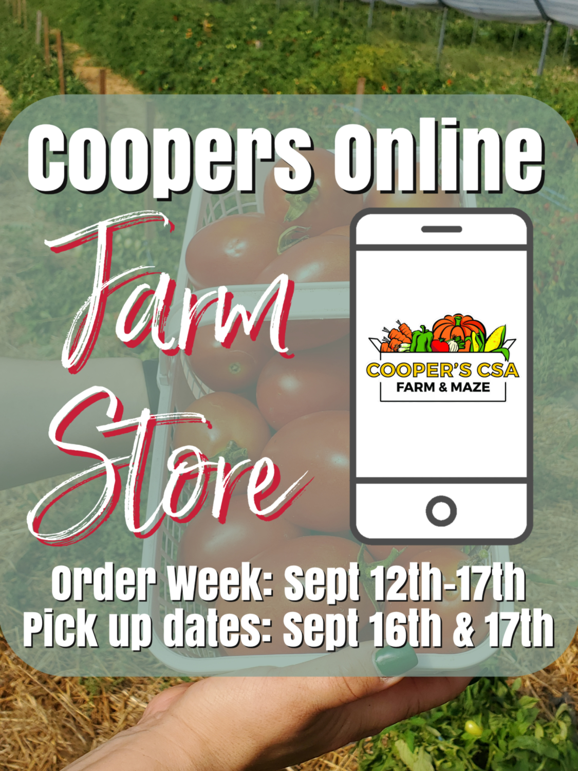 Next Happening: Coopers Online Farm Stand- September 12th-17th