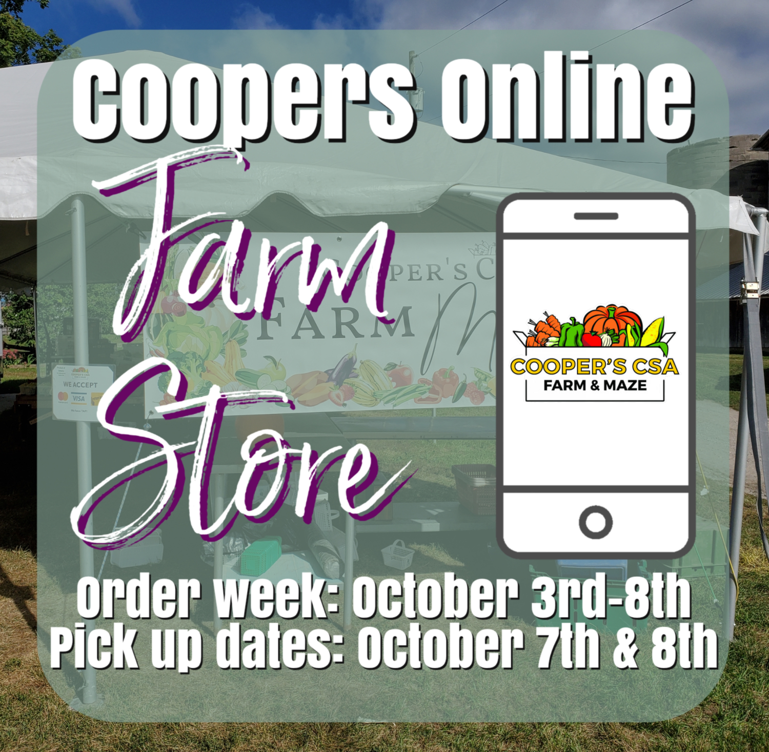 Next Happening: Coopers Online Farm Stand- Order Week October 3rd-8th