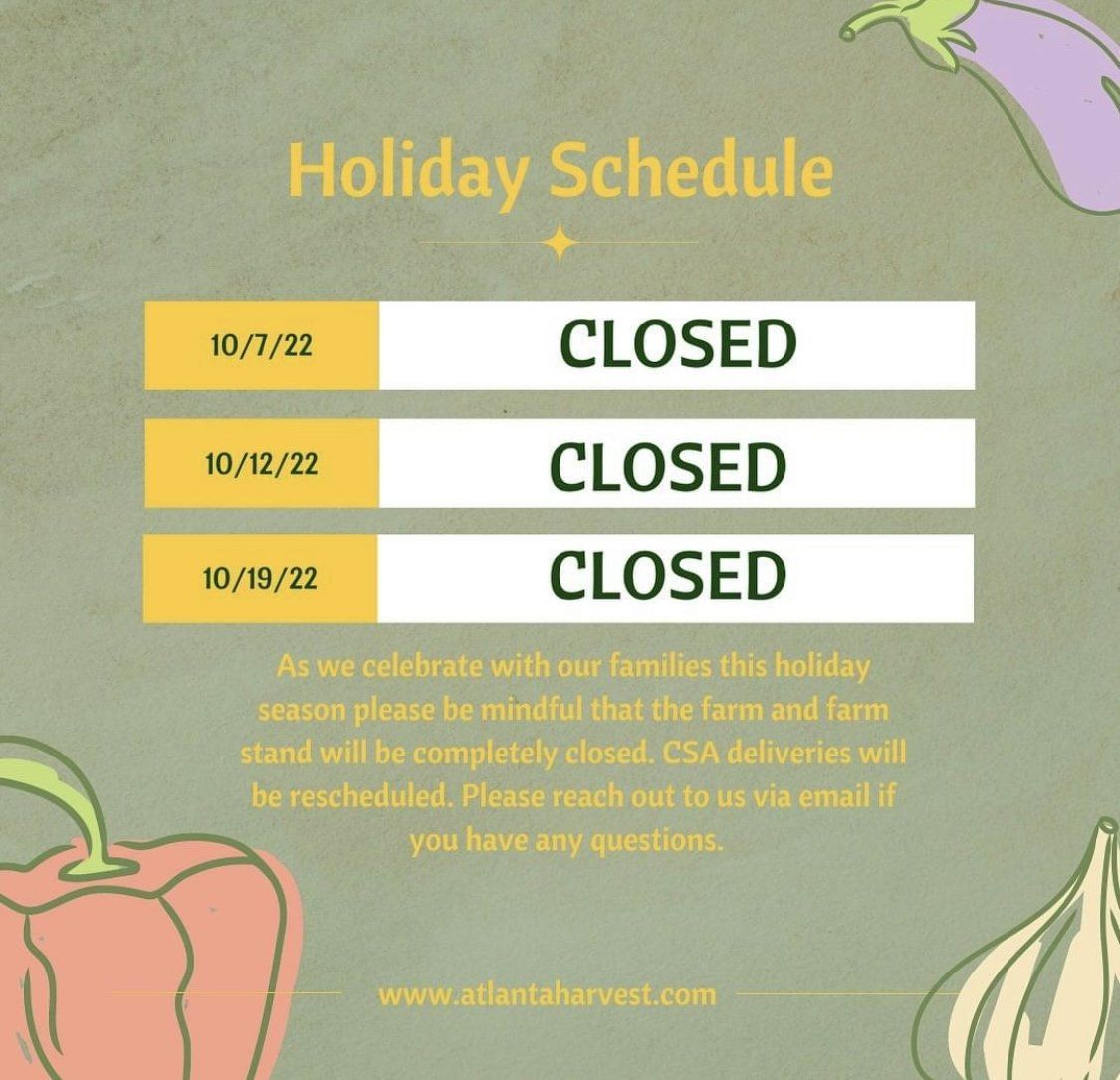Previous Happening: Holiday Schedule