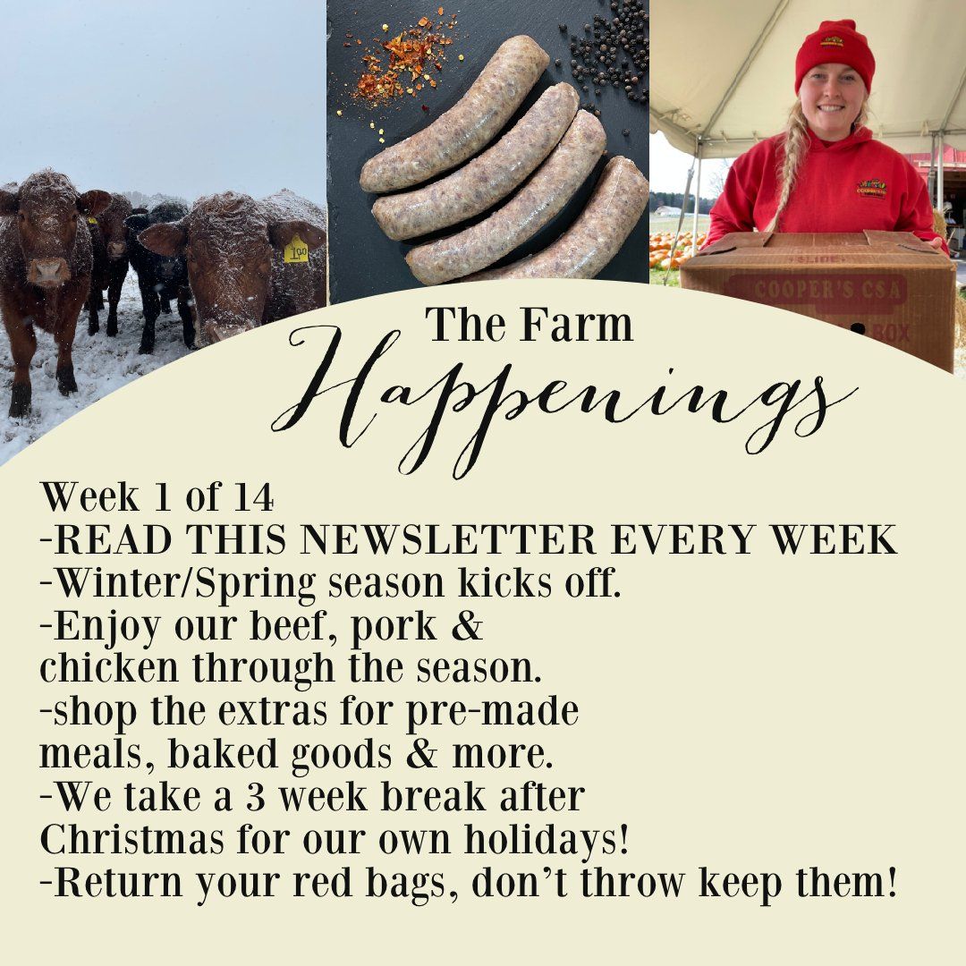 "Pasture Meat Shares"-Coopers CSA Farm Farm Happenings Nov. 1st-5th: Week 1
