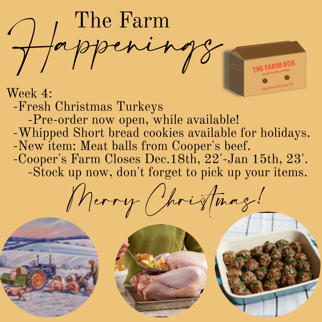 "The Farm Box"-Coopers CSA Farm Farm Happenings Dec.13-17th Week 4