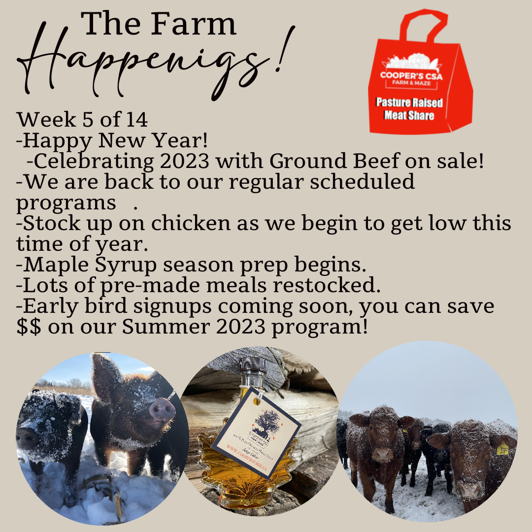 "Pasture Meat Shares"-Coopers CSA Farm Farm Happenings Jan.17th-21st Week 5