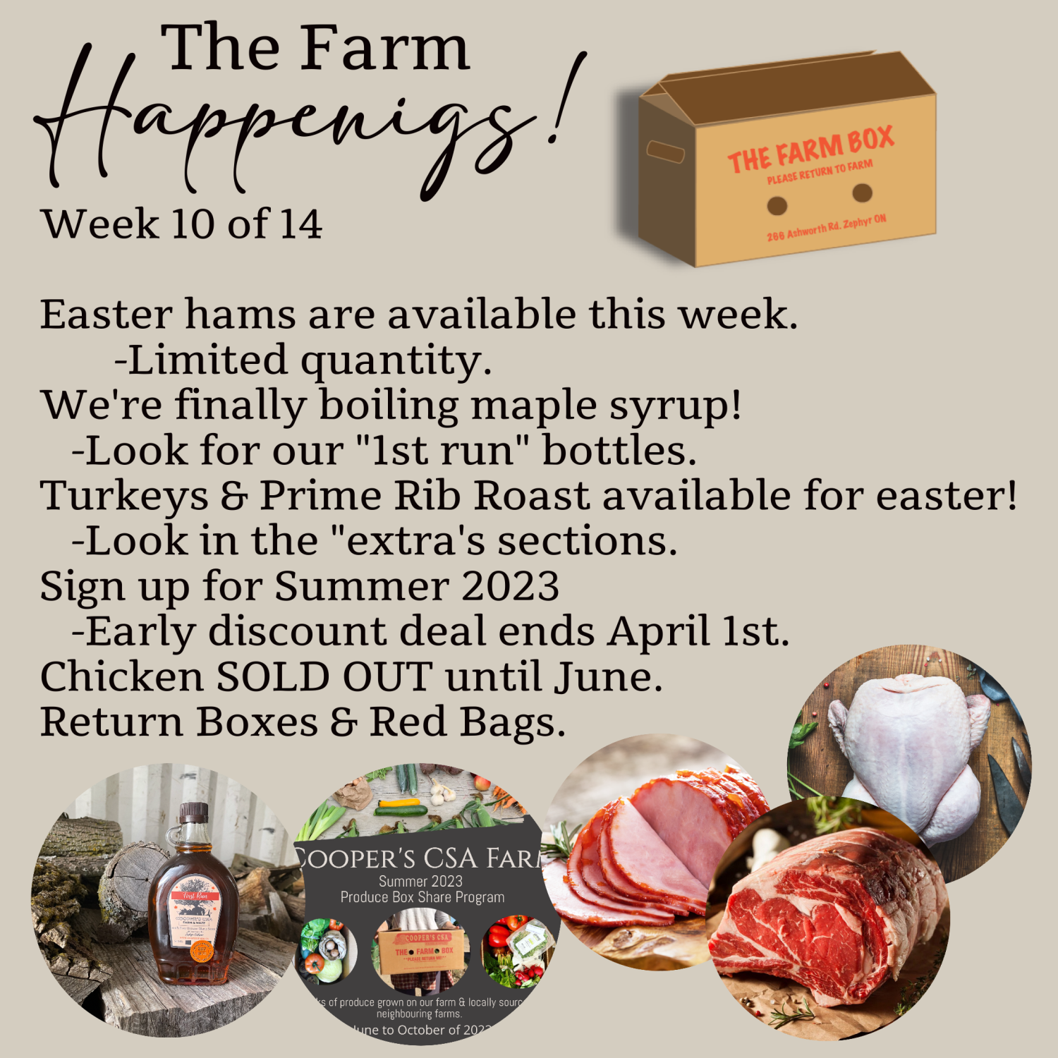 "The Farm Box"-Coopers CSA Farm Farm Happenings Week 10