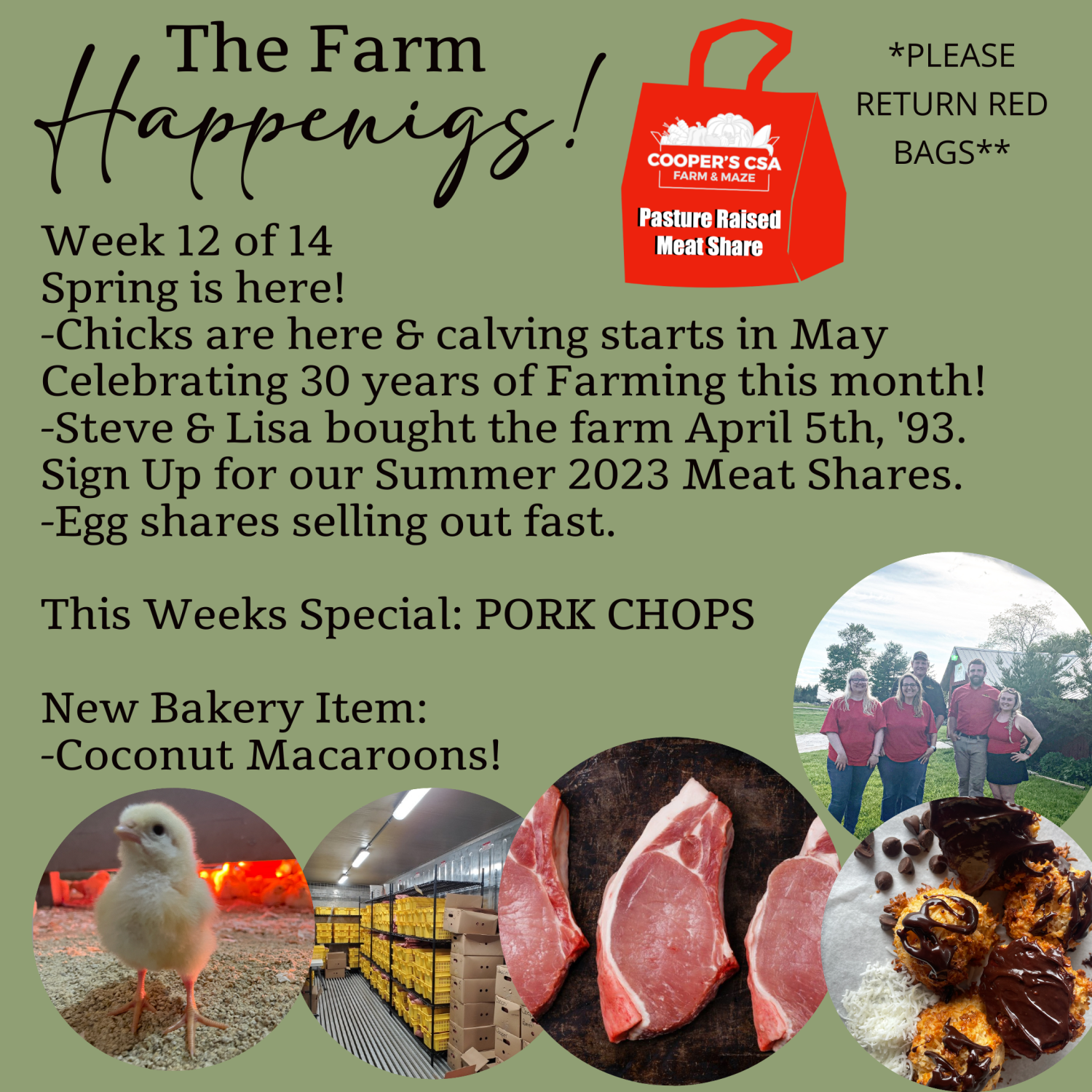 Next Happening: "Pasture Meat Shares"-Coopers CSA Farm Farm Happenings Winter/Spring Week 12