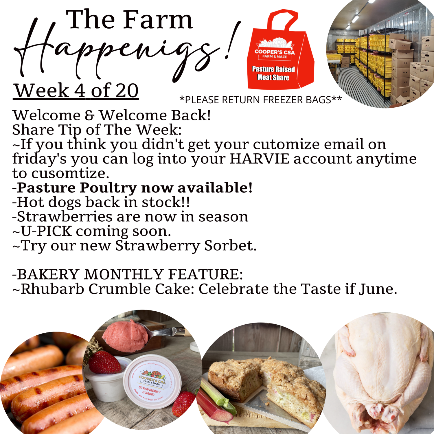 Next Happening: "Pasture Meat Shares"-Coopers CSA Farm Farm Happenings Week 4 of 20