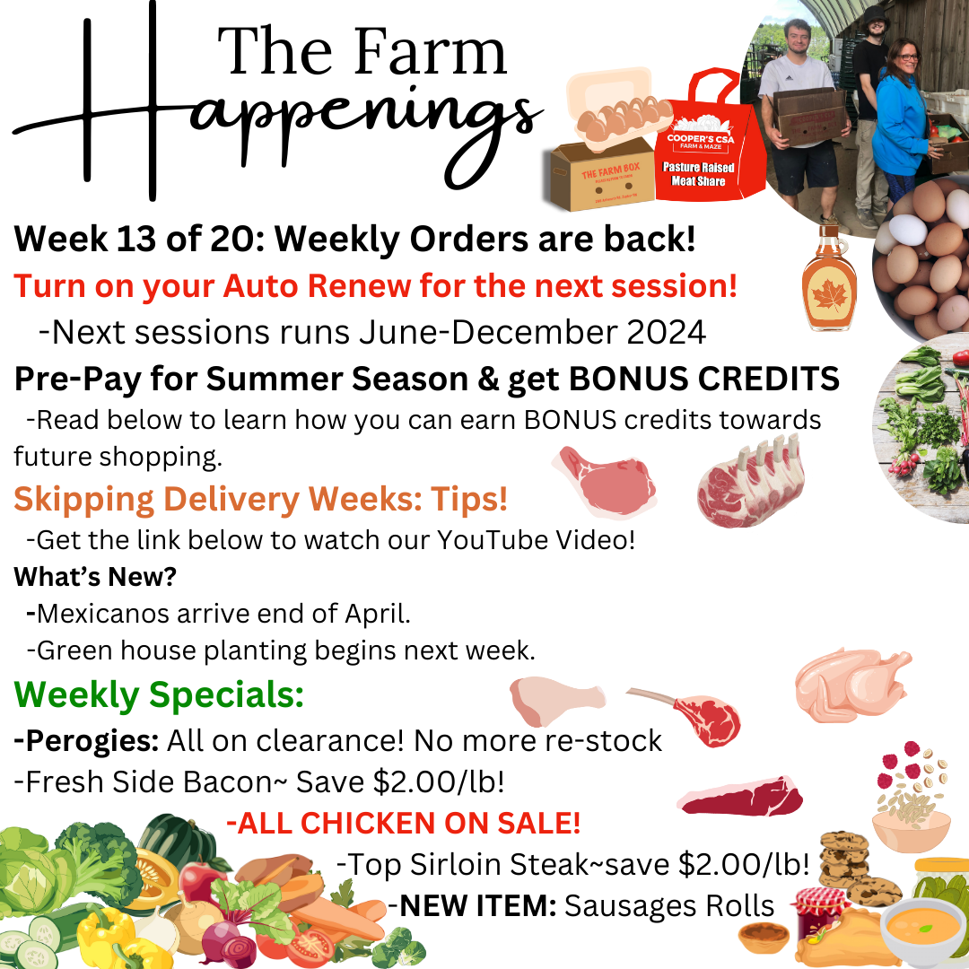 "The Farm Box"-Coopers CSA Farm Farm Happenings April 16th-20th