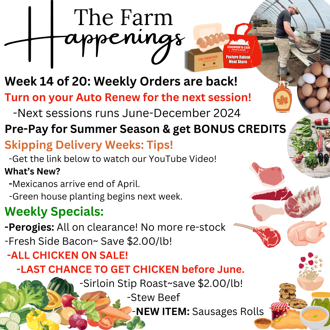 Next Happening: "The Farm Box"-Coopers CSA Farm Farm Happenings April 23rd-27th