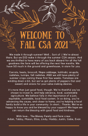 Fall CSA is Here! Here's What's in Store...