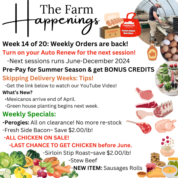 "The Farm Box"-Coopers CSA Farm Farm Happenings April 23rd-27th